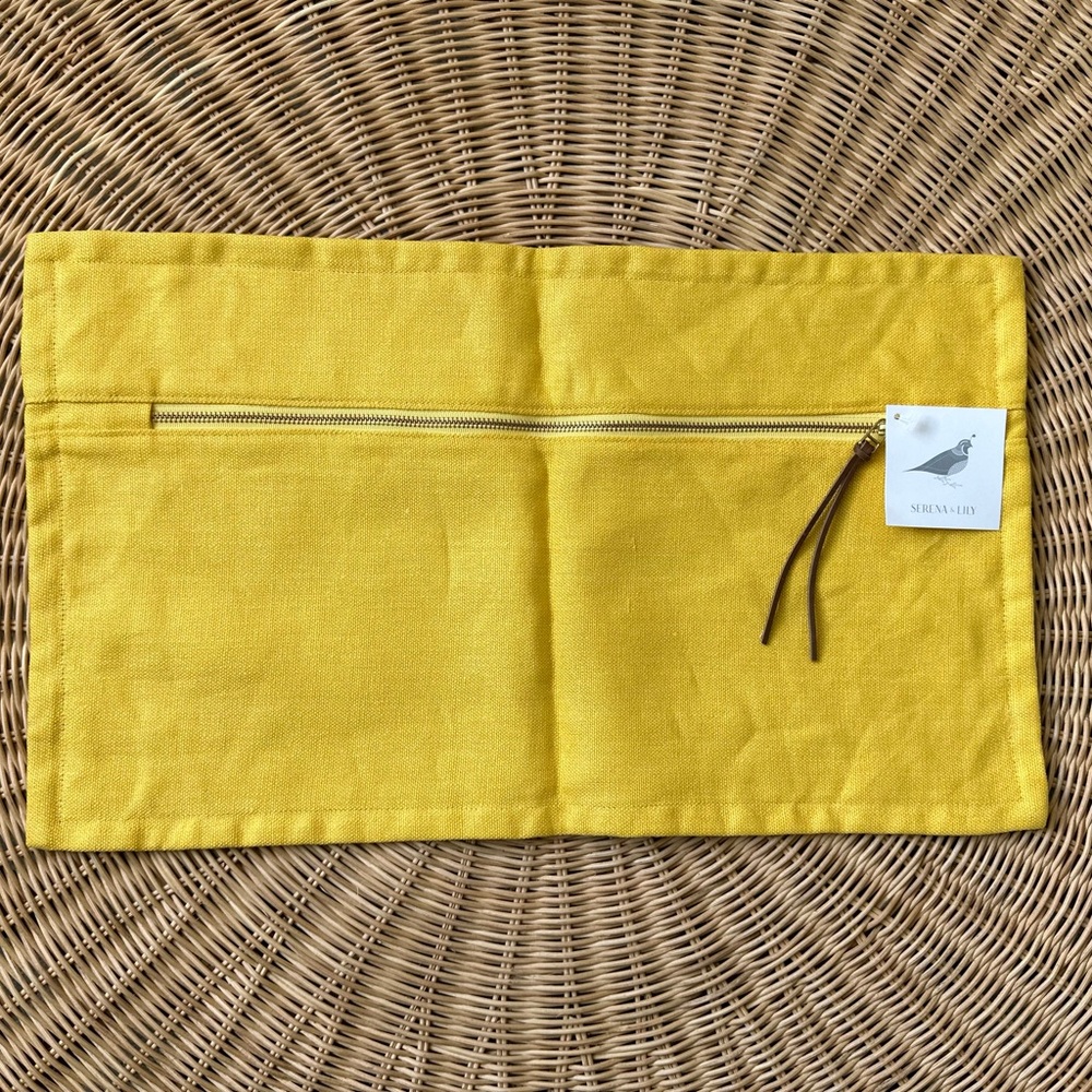 NEW Serena & Lily Two Tone Linen Pillow Cover (12”x21”)-Yellow